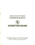 1988 Commencement Program by Assumption College