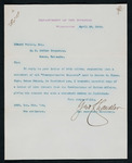 Correspondence to Major Mallet from George Chandler, Assistant Secretary of the U.S. Department of Interior