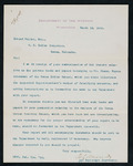 Correspondence to Major Mallet from H.L. Muldrow, 1st Assistant Secretary to the Department of Interior